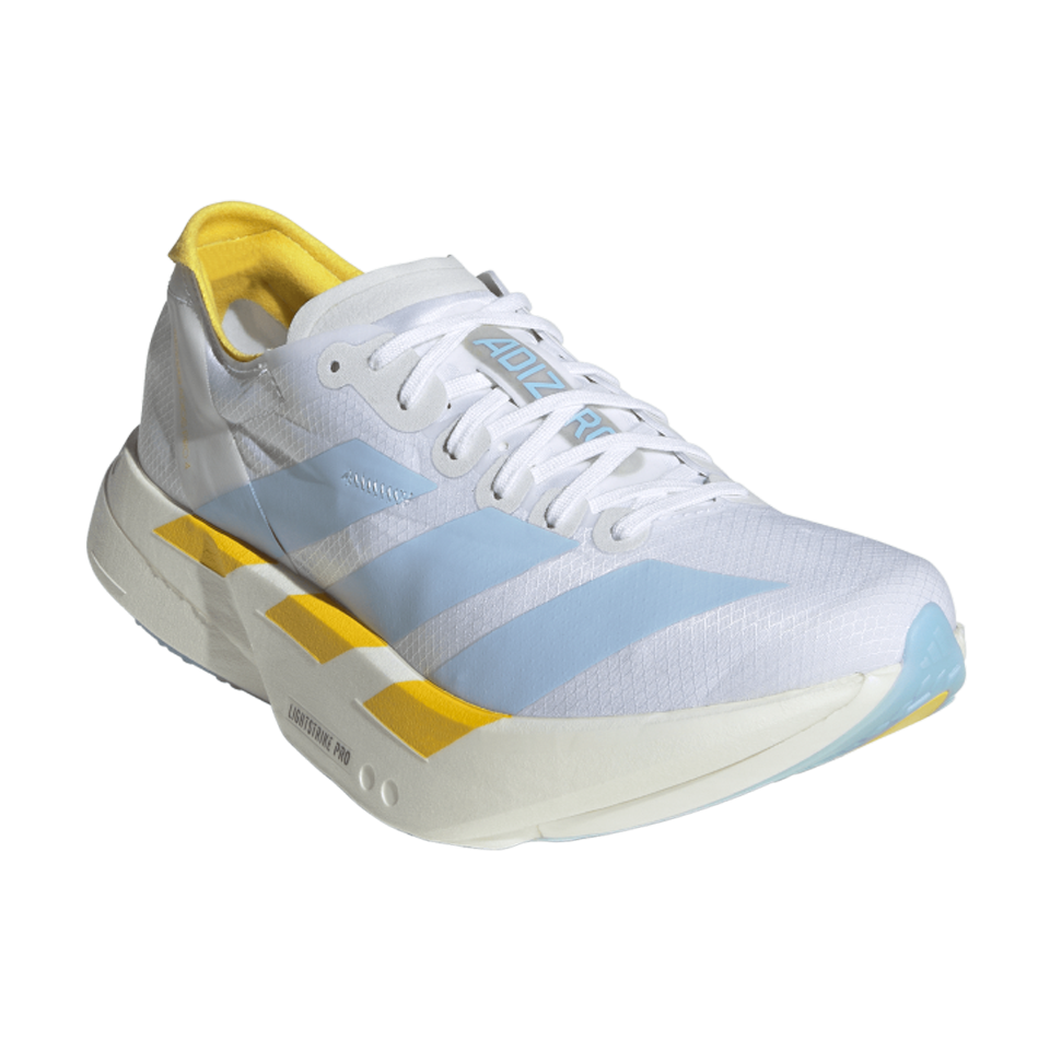 adidas Women's Adizero Adio Pro 4 Ftwr White/Glow Blue/Yellow