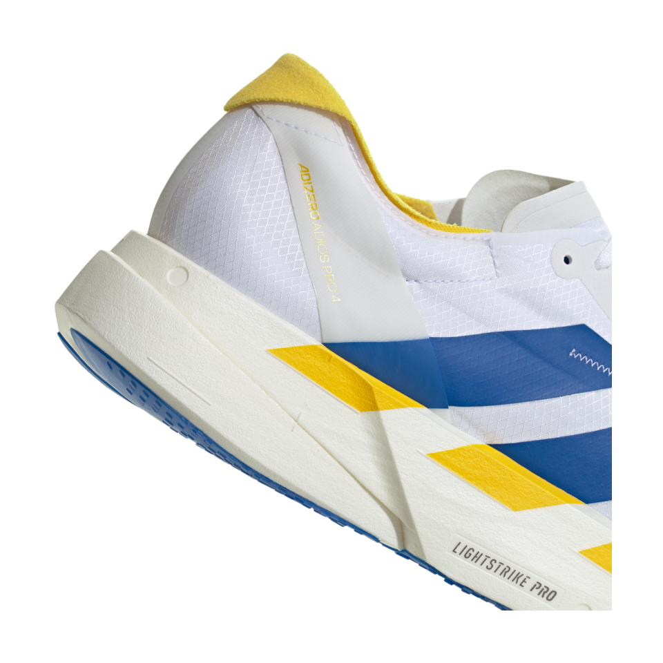 adidas Men's Adizero Adios Pro 4 Ftwr White/Blue/Yellow