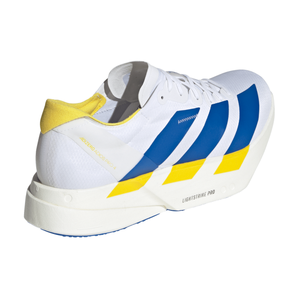 adidas Men's Adizero Adios Pro 4 Ftwr White/Blue/Yellow