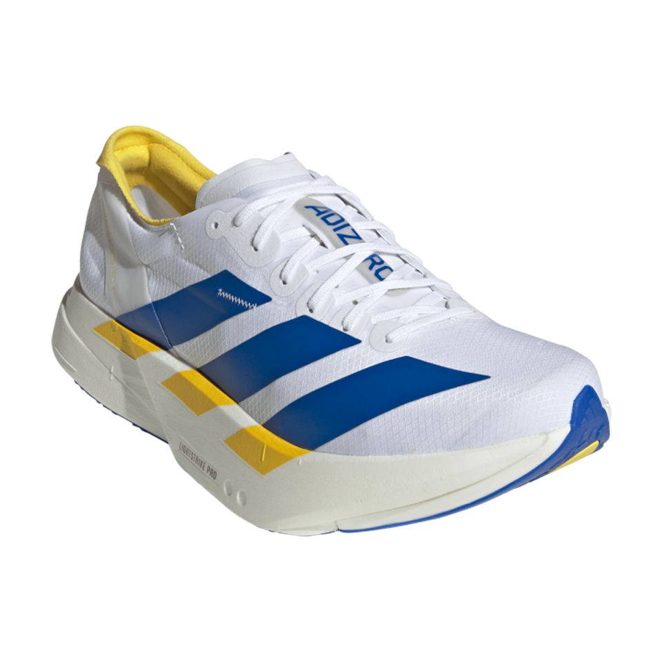 adidas Men's Adizero Adios Pro 4 Ftwr White/Blue/Yellow