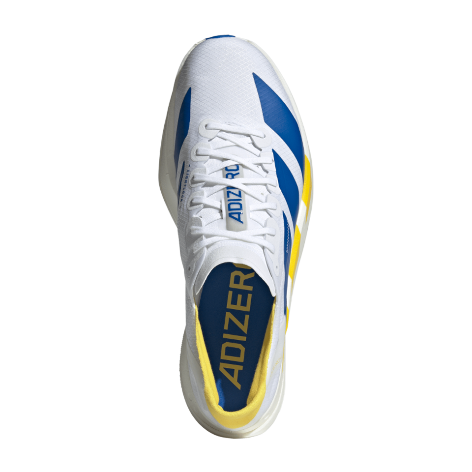 adidas Men's Adizero Adios Pro 4 Ftwr White/Blue/Yellow