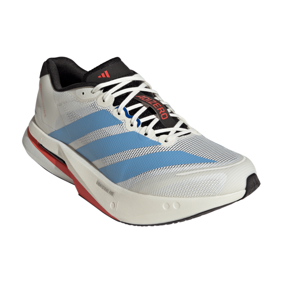 adidas Men's Adizero Boston 13 Off White/Light Blue/Gold Metallic