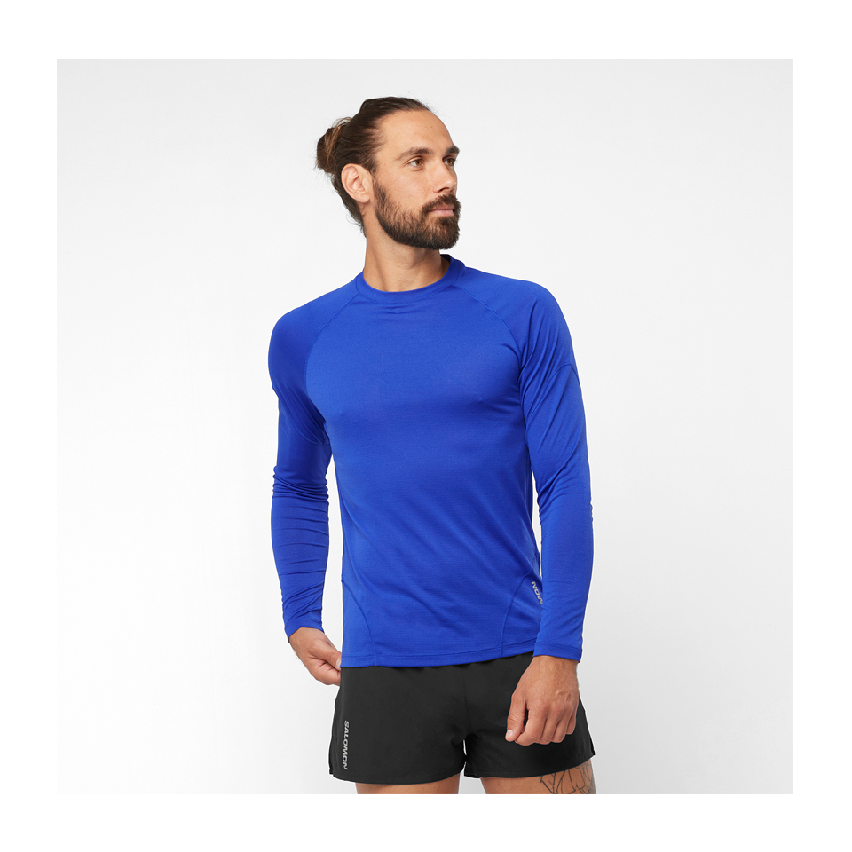 Salomon Men's Cross Run Long Sleeve T-Shirt Surf The Web