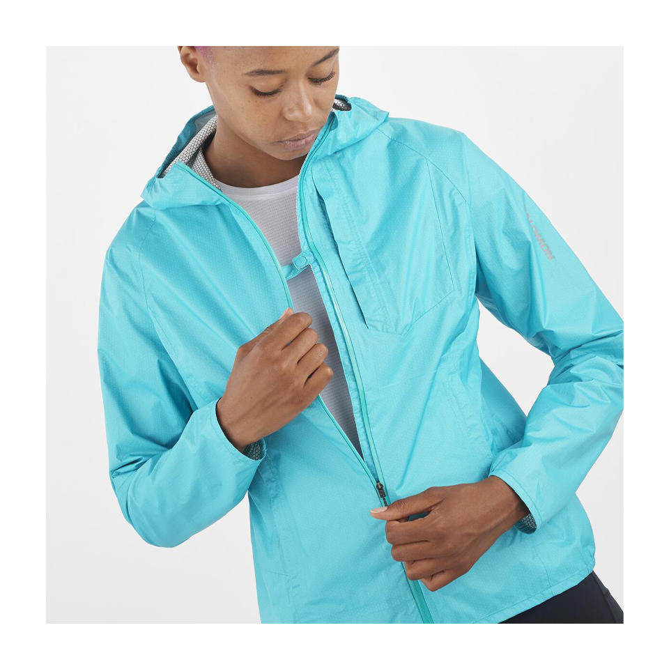 Salomon Women's Bonatti Waterproof Jacket Peacock Blue