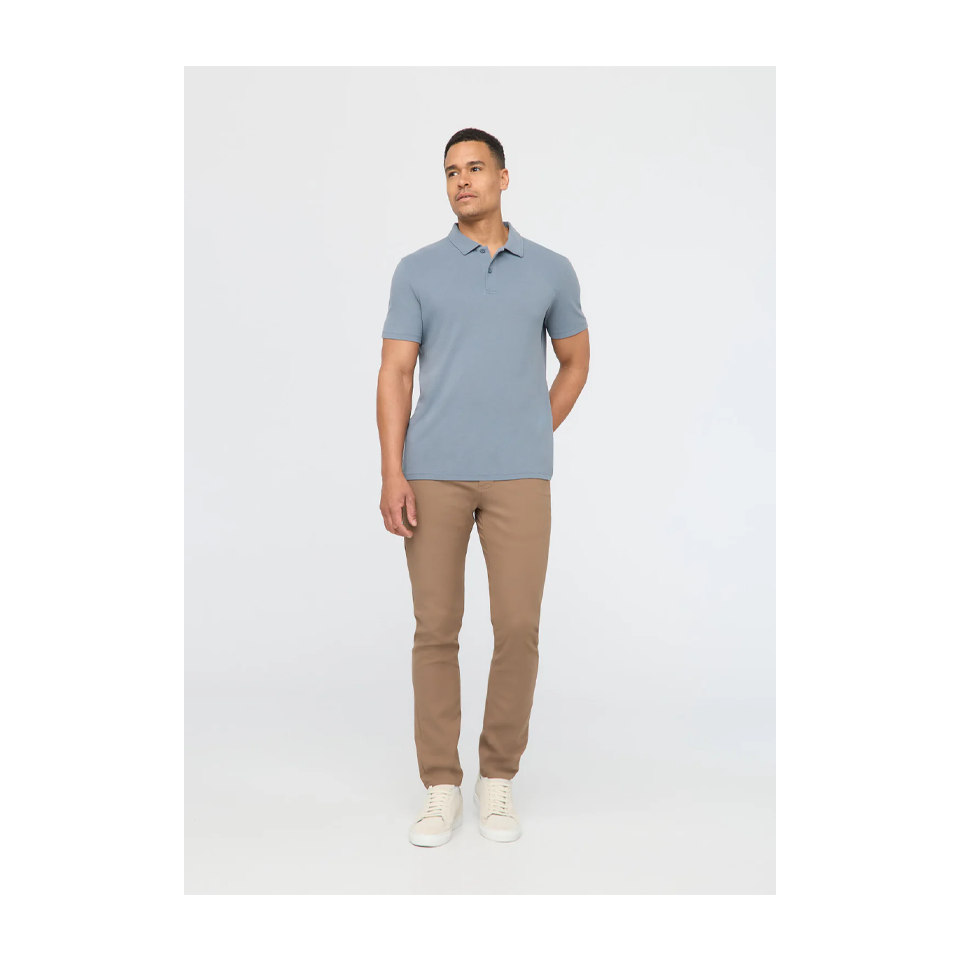 DUER Men's Air Flow Pique Polo Stone Blue