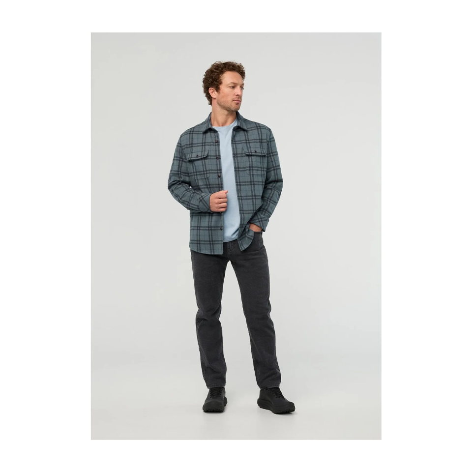 DUER Men's Performance Flannel Overshirt Marine Plaid
