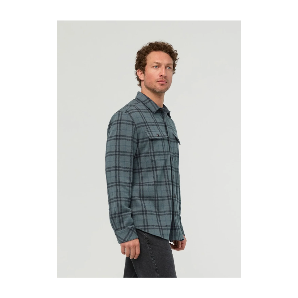 DUER Men's Performance Flannel Overshirt Marine Plaid