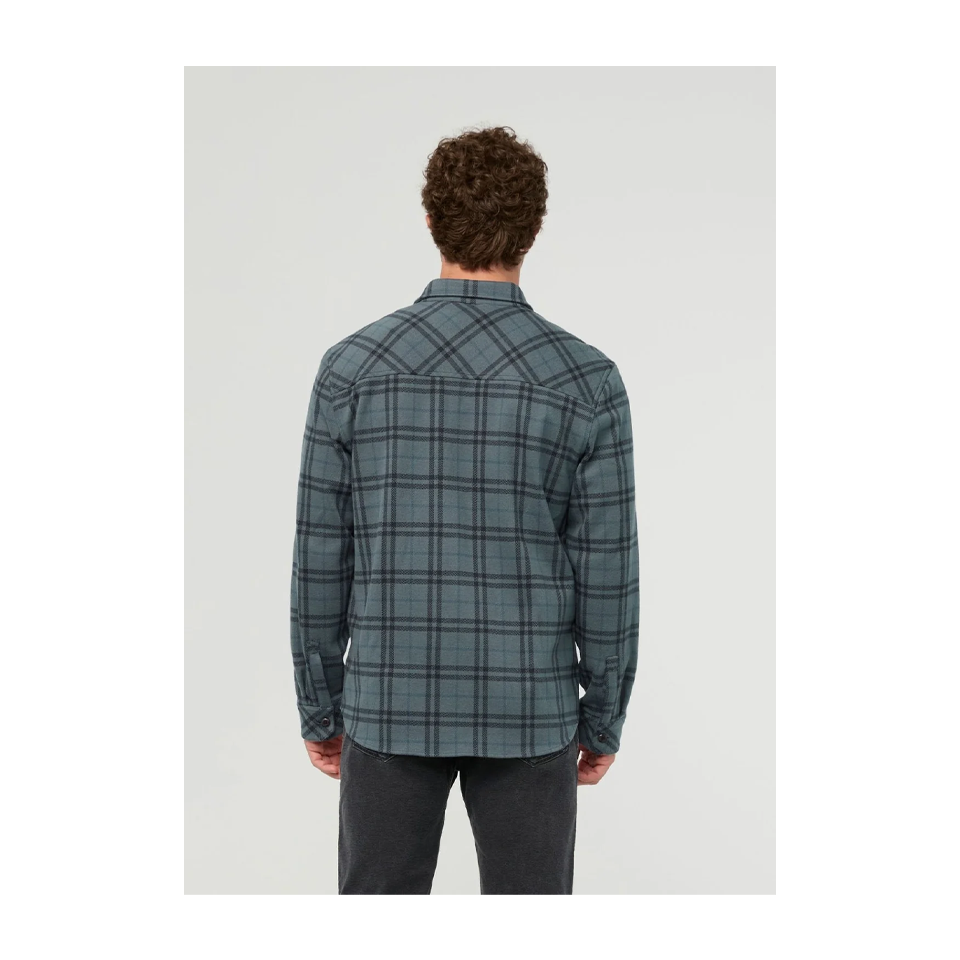 DUER Men's Performance Flannel Overshirt Marine Plaid
