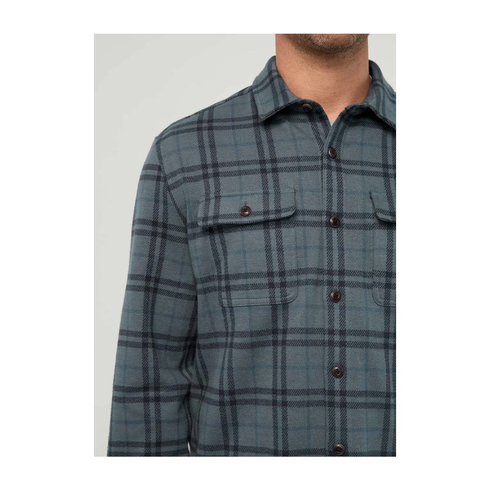 DUER Men's Performance Flannel Overshirt Marine Plaid