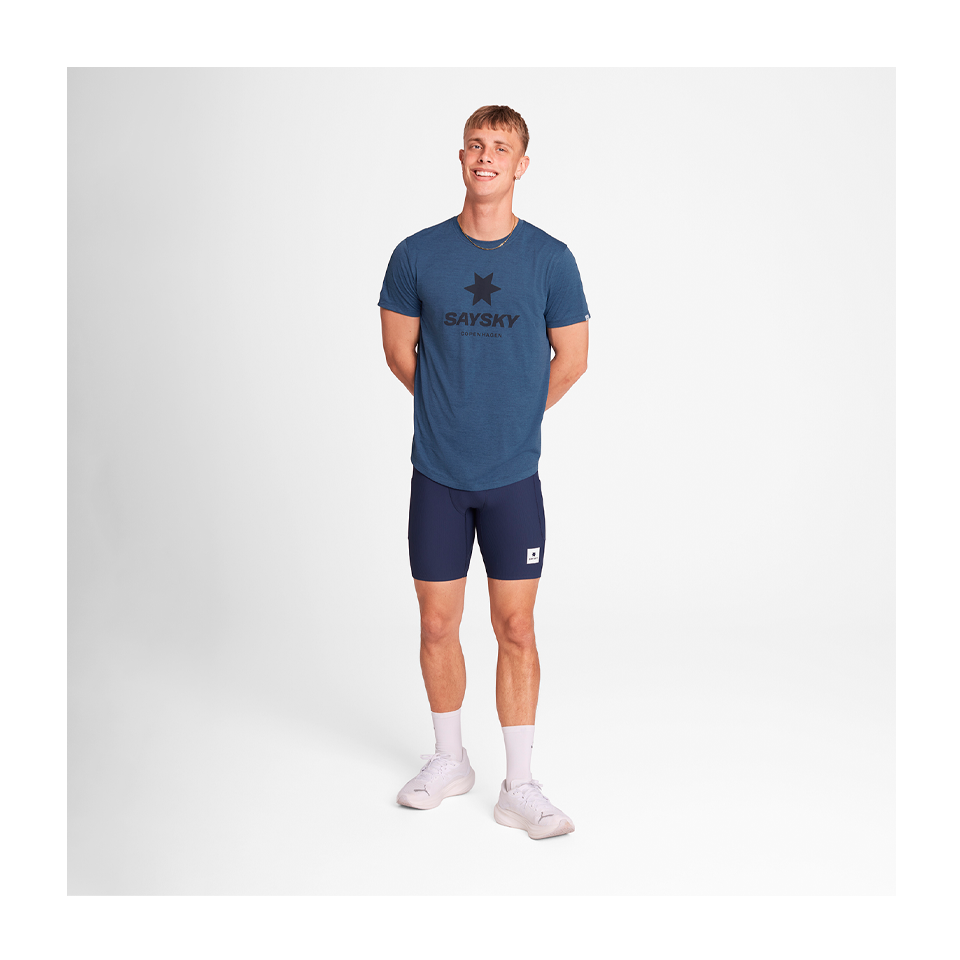 SAYSKY Men's Logo Combat Pro T-Shirt Blue