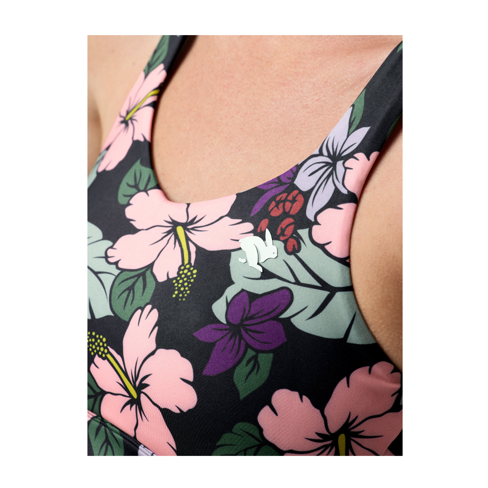 rabbit Women's Strappy Pocket Bra Hibiscus Floral