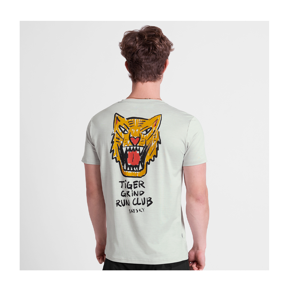 SAYSKY Men's Tiger Pace T-Shirt Grey