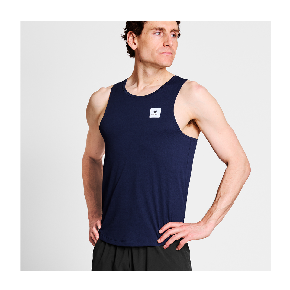 SAYSKY Men's Clean Combat Pro Singlet Navy Blue