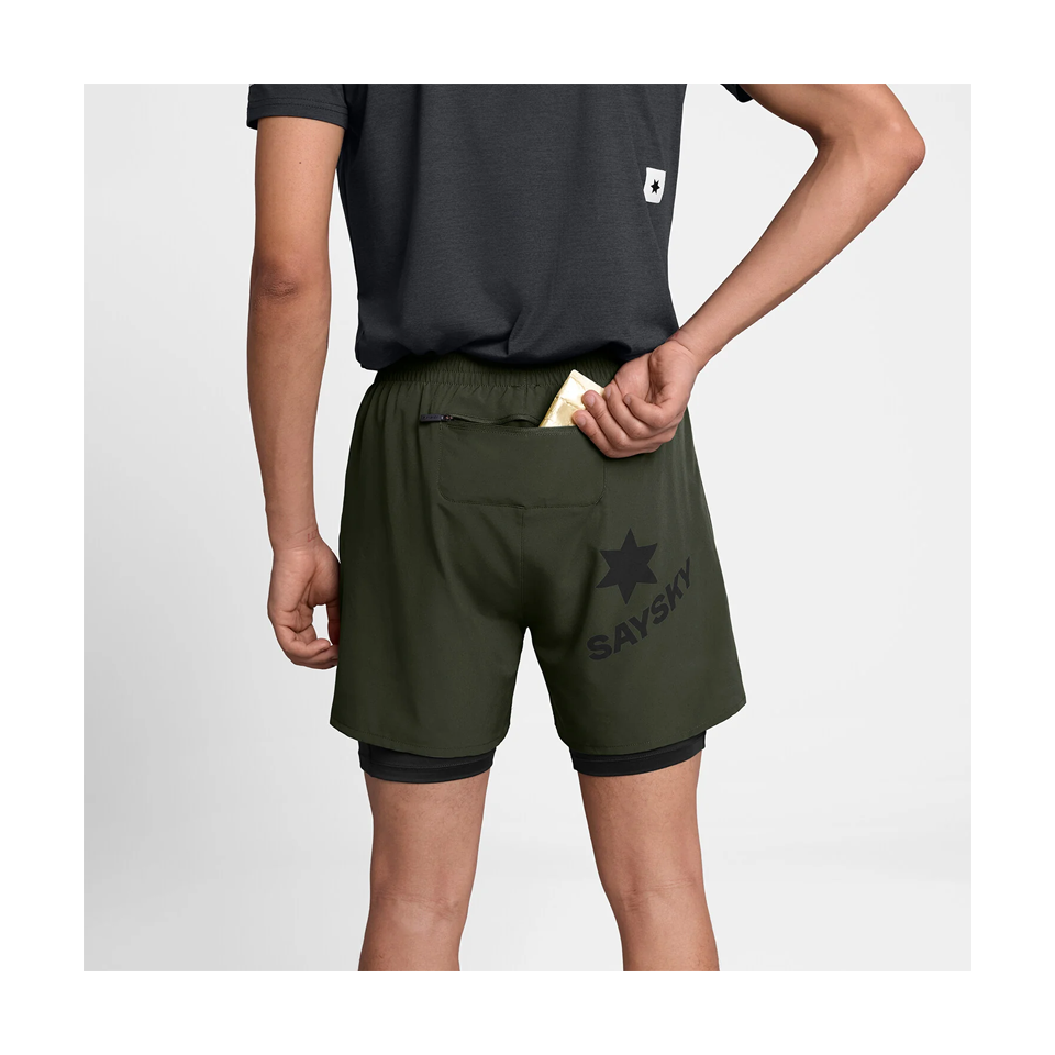 SAYSKY Men's 2 in 1 Pace Shorts 5'' Green
