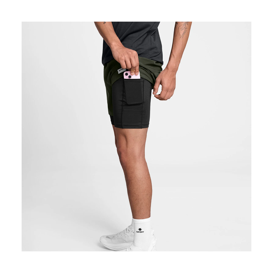 SAYSKY Men's 2 in 1 Pace Shorts 5'' Green