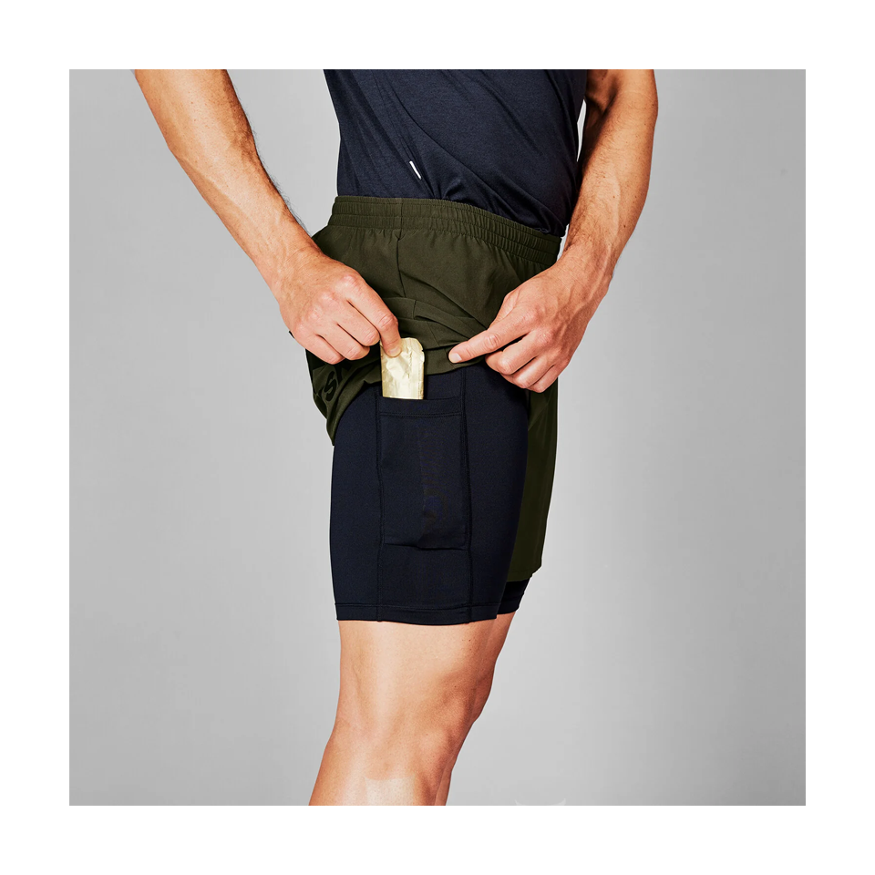 SAYSKY Men's 2 in 1 Pace Shorts 5'' Green