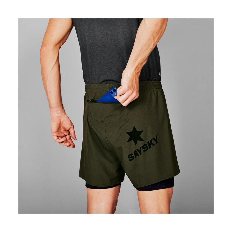 SAYSKY Men's 2 in 1 Pace Shorts 5'' Green