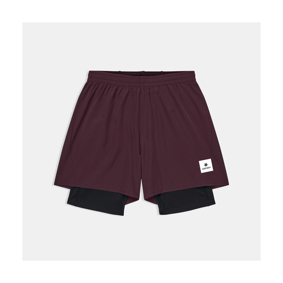 SAYSKY Men's 2 in 1 Pace Shorts 5" Burgundy