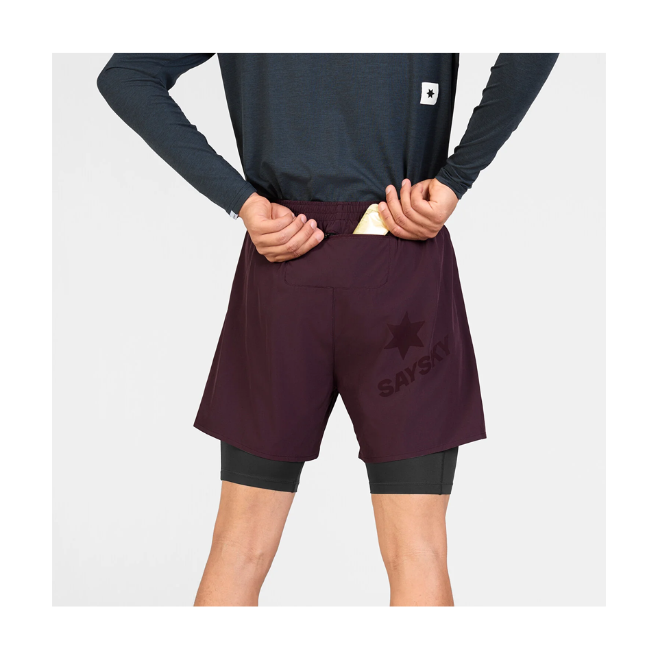 SAYSKY Men's 2 in 1 Pace Shorts 5" Burgundy