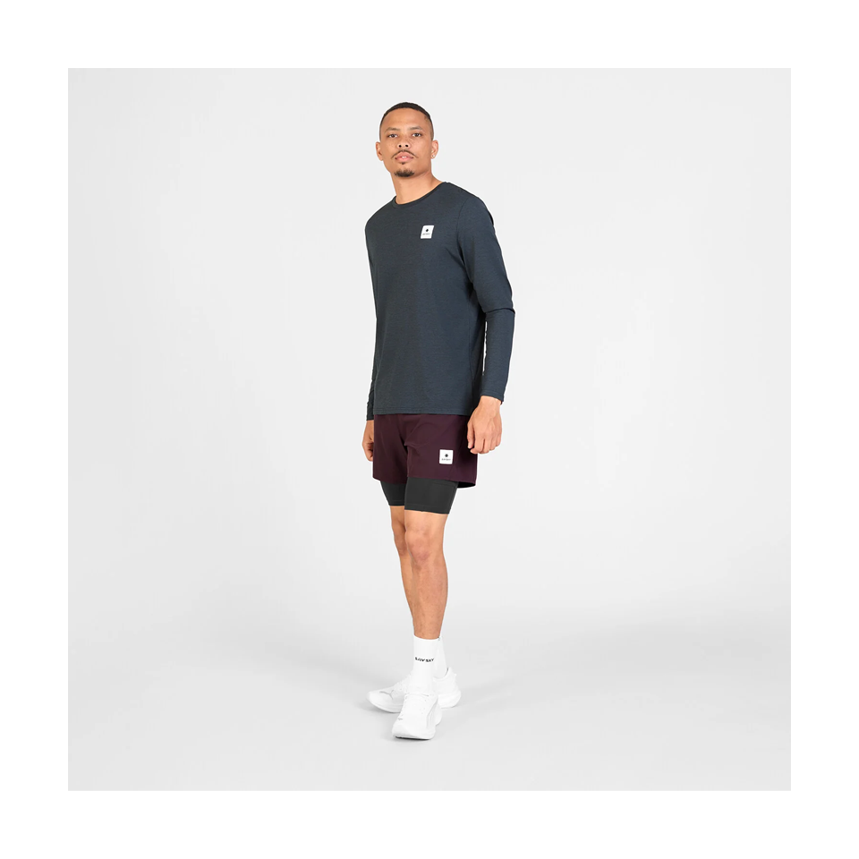 SAYSKY Men's 2 in 1 Pace Shorts 5" Burgundy