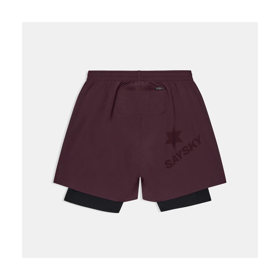 SAYSKY Men's 2 in 1 Pace Shorts 5" Burgundy