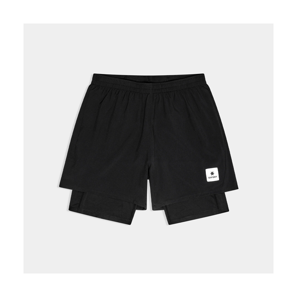 SAYSKY Men's 2 in 1 Pace Shorts 5'' Black