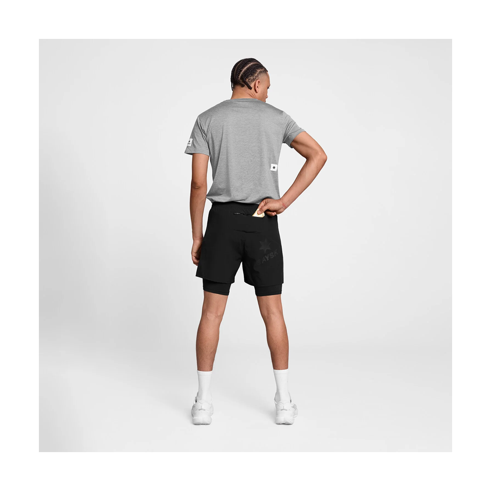 SAYSKY Men's 2 in 1 Pace Shorts 5'' Black