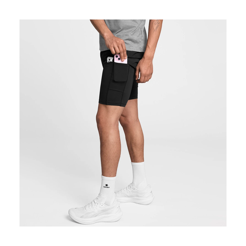 SAYSKY Men's 2 in 1 Pace Shorts 5'' Black