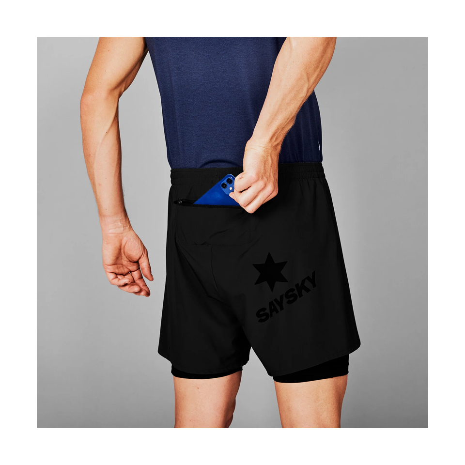 SAYSKY Men's 2 in 1 Pace Shorts 5'' Black