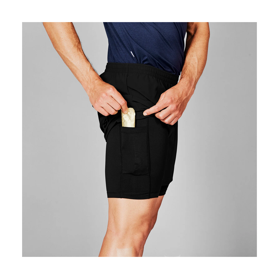 SAYSKY Men's 2 in 1 Pace Shorts 5'' Black