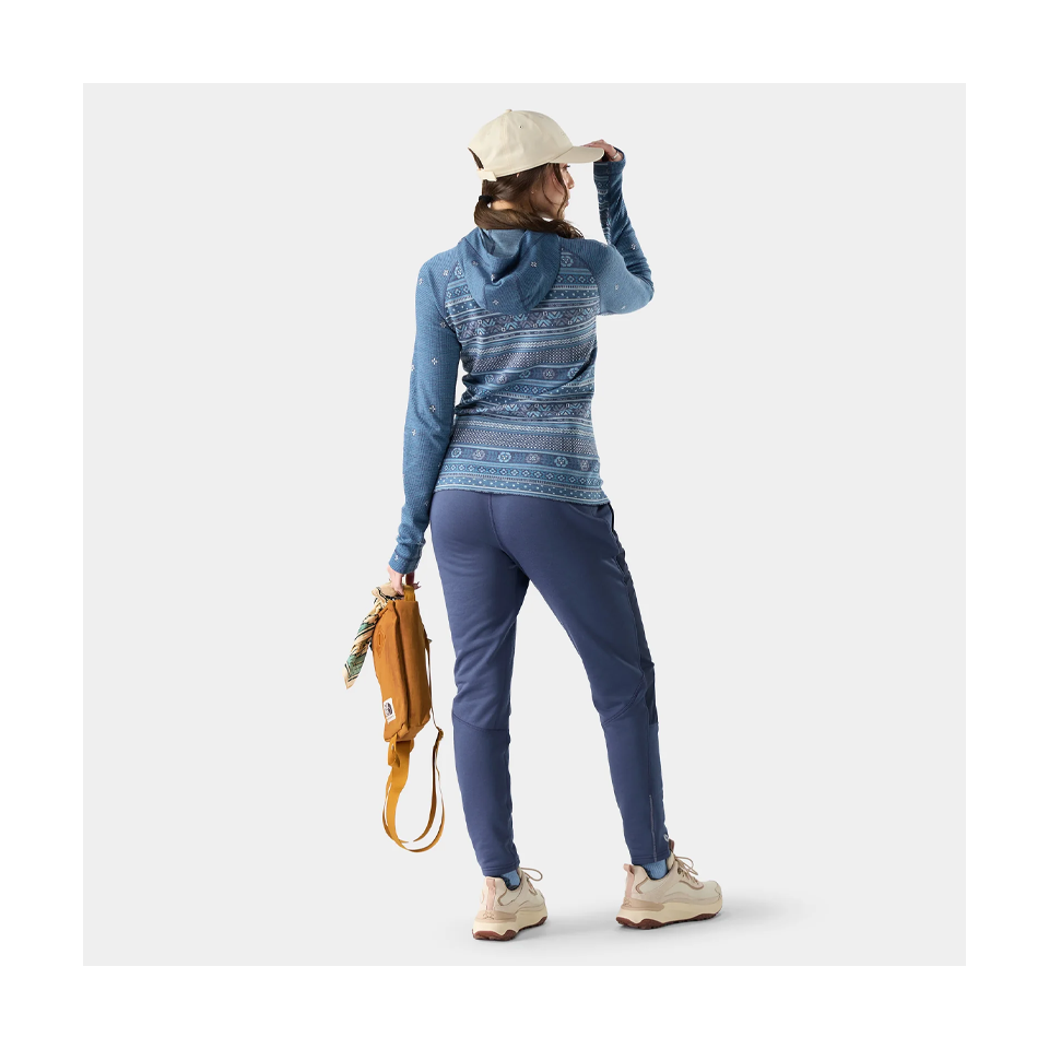 Smartwool Women's Classic Thermal Merino Base Layer 1/2 Zip Hoodie Nightfall Fair Isle Fun