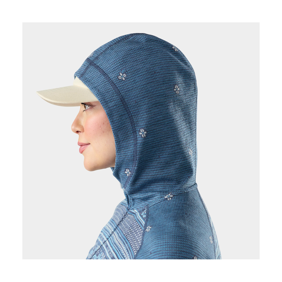 Smartwool Women's Classic Thermal Merino Base Layer 1/2 Zip Hoodie Nightfall Fair Isle Fun
