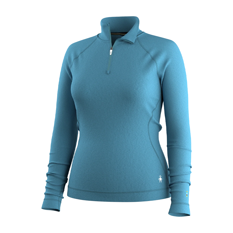 Smartwool Women's Classic Thermal Merino Base Layer 1/4 Zip Mineral Blue Heather