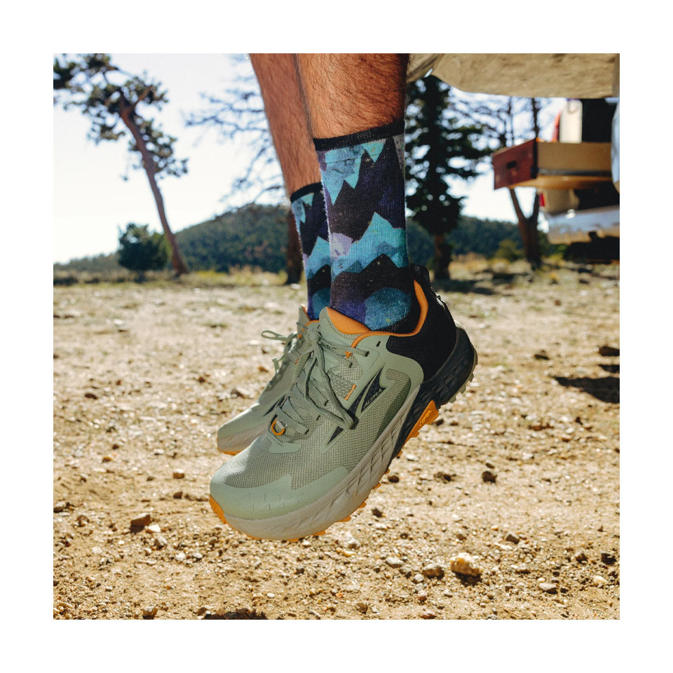 Smartwool Trail Run Summit Sector Print Crew Socks Targeted Cushion Nightfall Blue