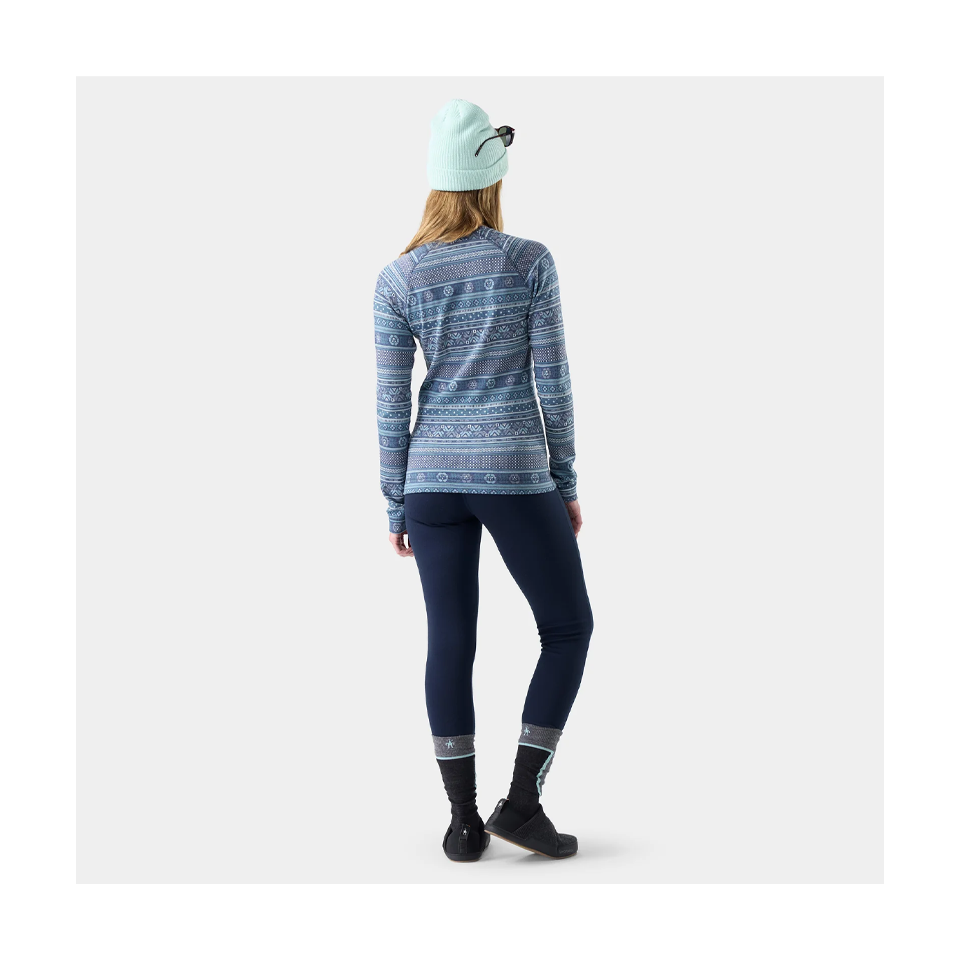 Smartwool Women's Classic Thermal Merino Base Layer Crew Nightfall Fair Isle Fun