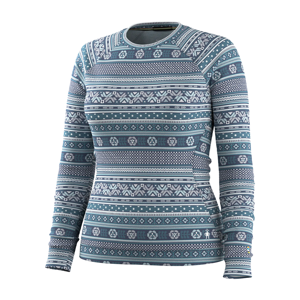 Smartwool Women's Classic Thermal Merino Base Layer Crew Nightfall Fair Isle Fun