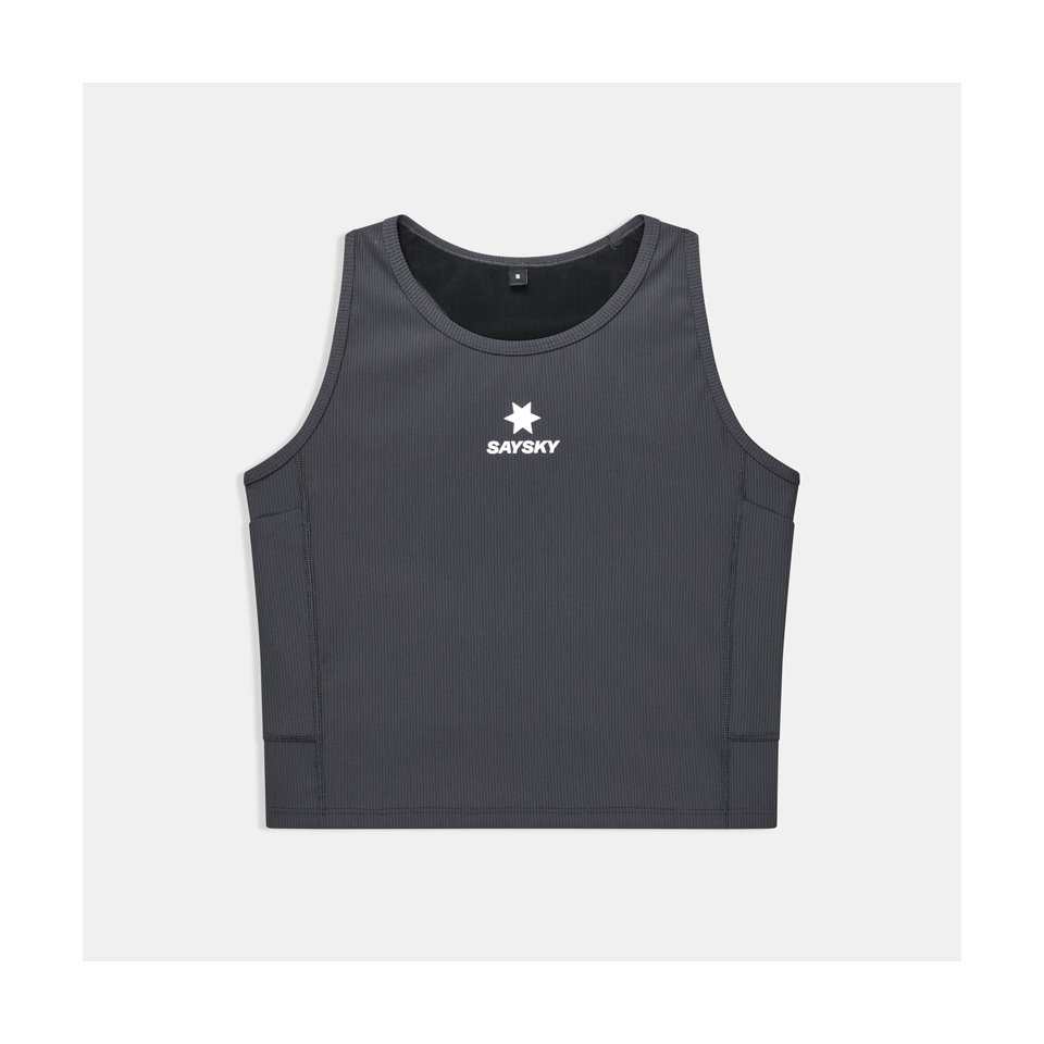 SAYSKY Women's Combat Rib Crop Top Grey