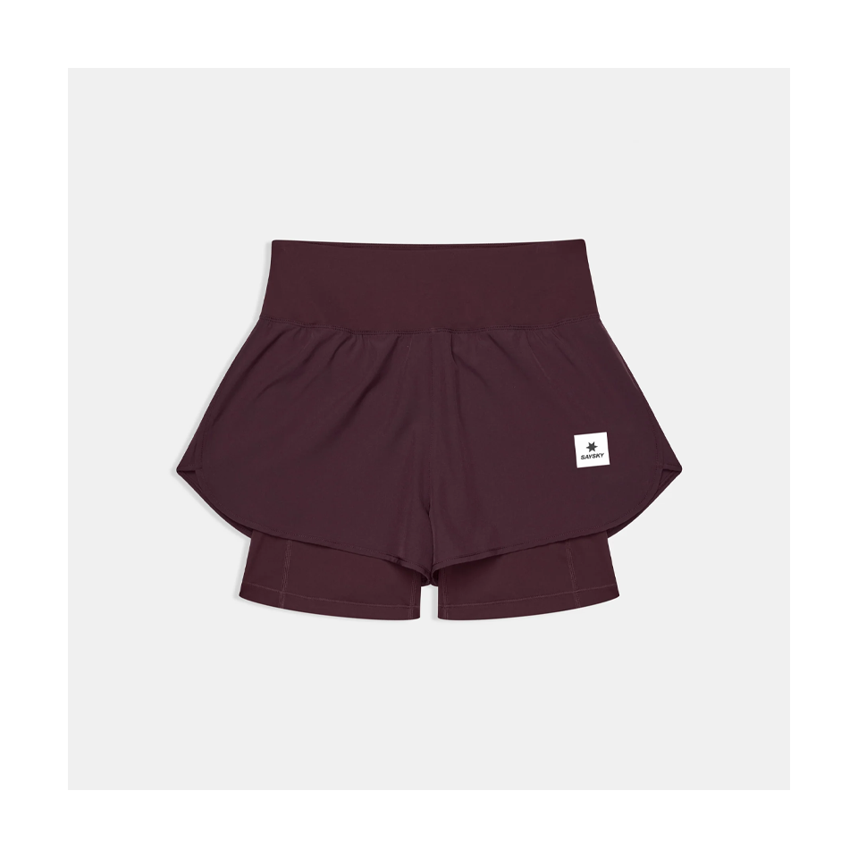 SAYSKY Women's 2 in 1 Pace Shorts 3" Burgundy