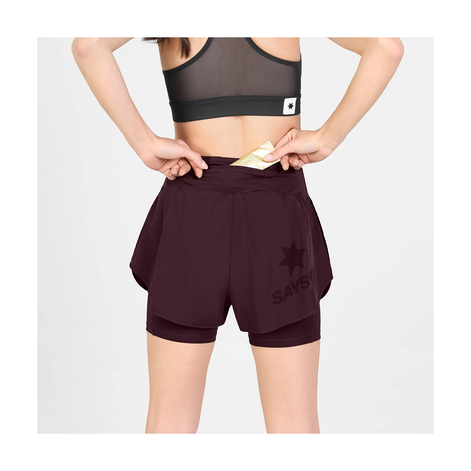 SAYSKY Women's 2 in 1 Pace Shorts 3" Burgundy