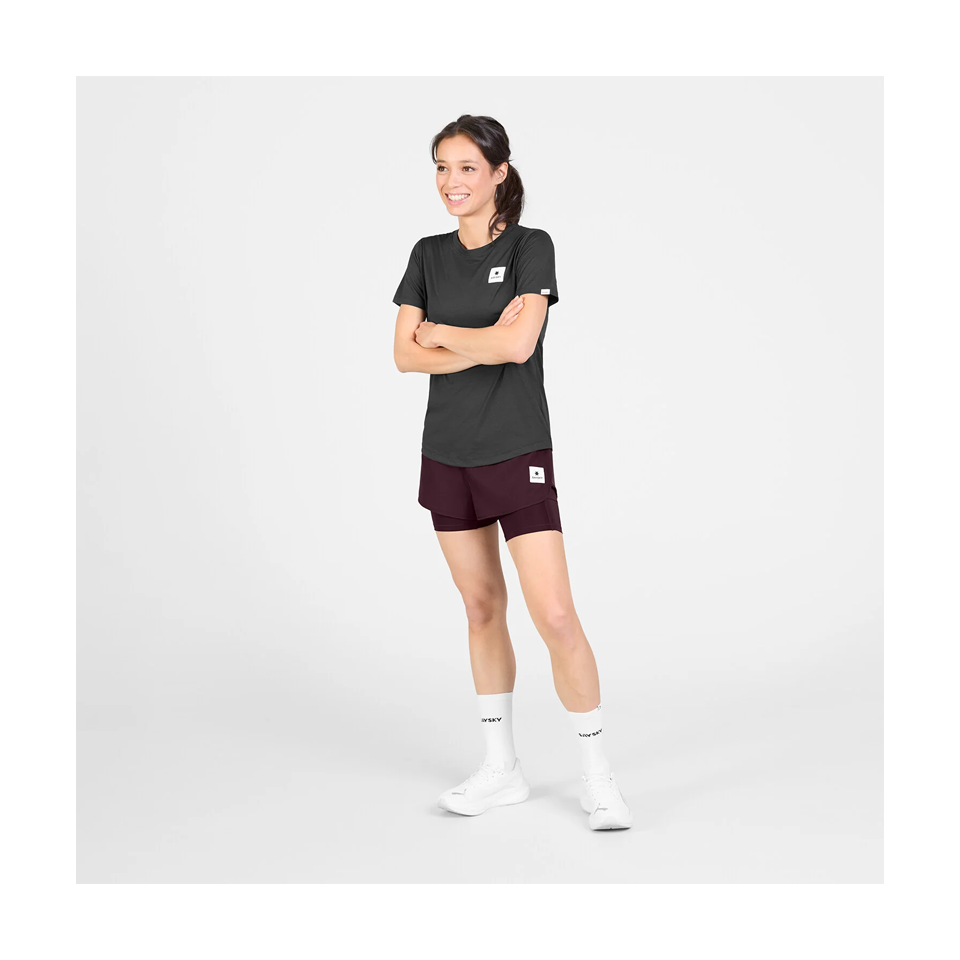 SAYSKY Women's 2 in 1 Pace Shorts 3" Burgundy