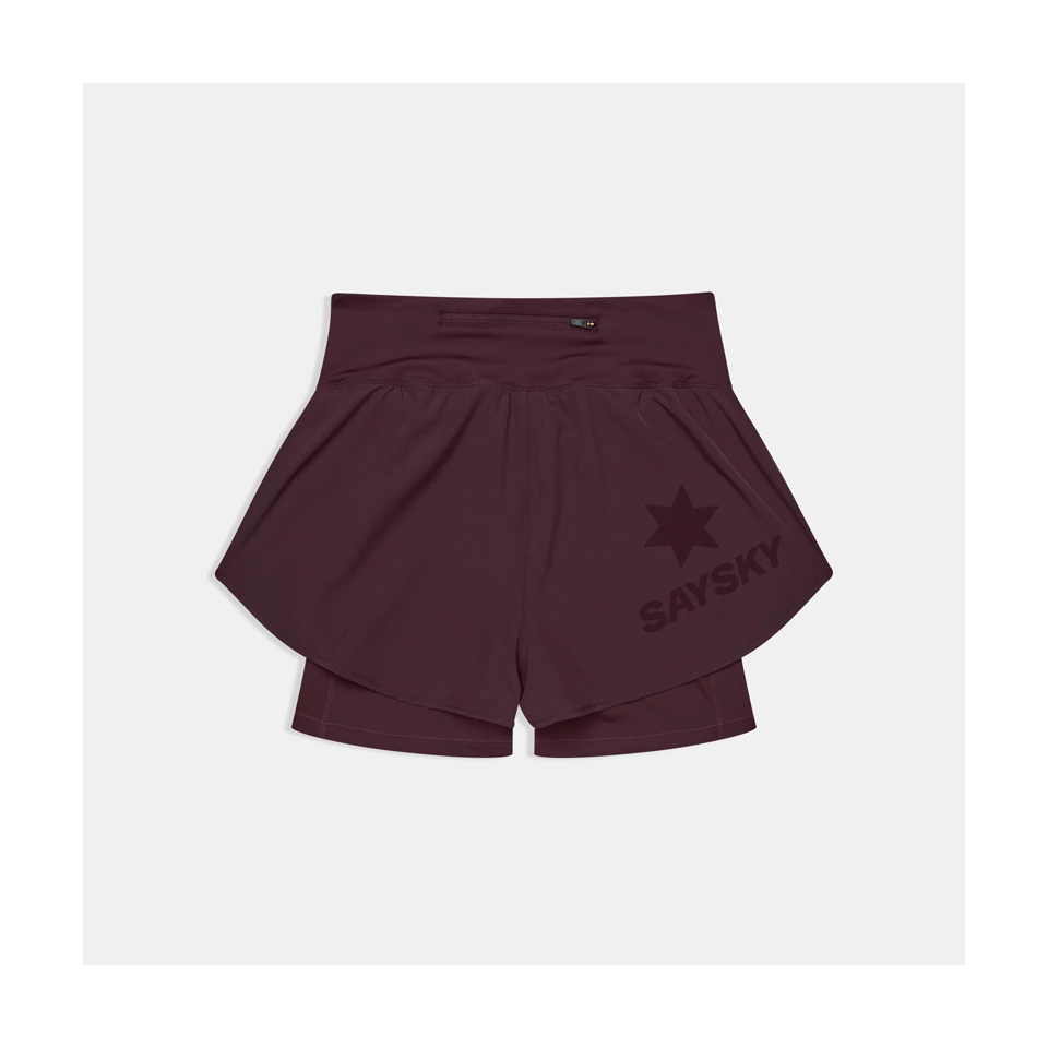 SAYSKY Women's 2 in 1 Pace Shorts 3" Burgundy