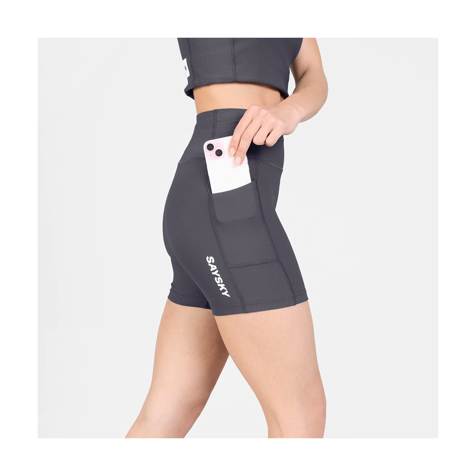 SAYSKY Women's Combat+ Rib Short Tights 4" Grey