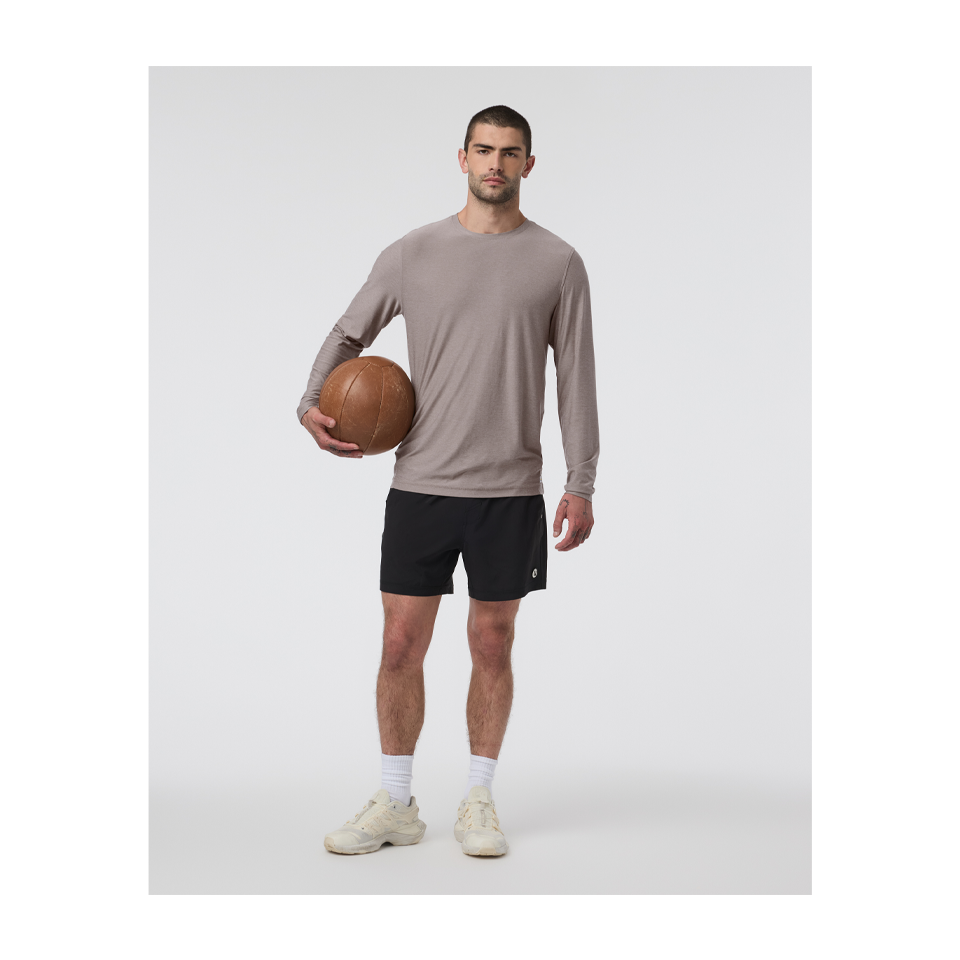 Vuori Men's Long Sleeve Strato Tech Tee Mocha Heather