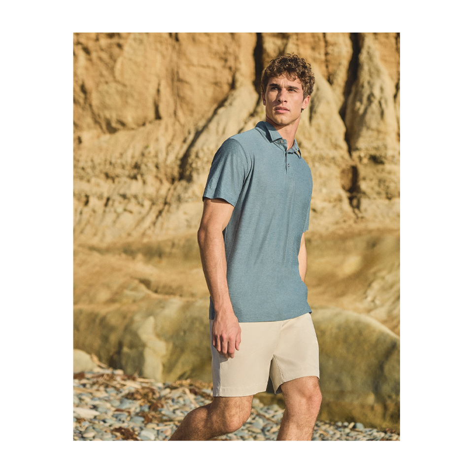 Vuori Men's Strato Tech Polo Blue Sea Heather
