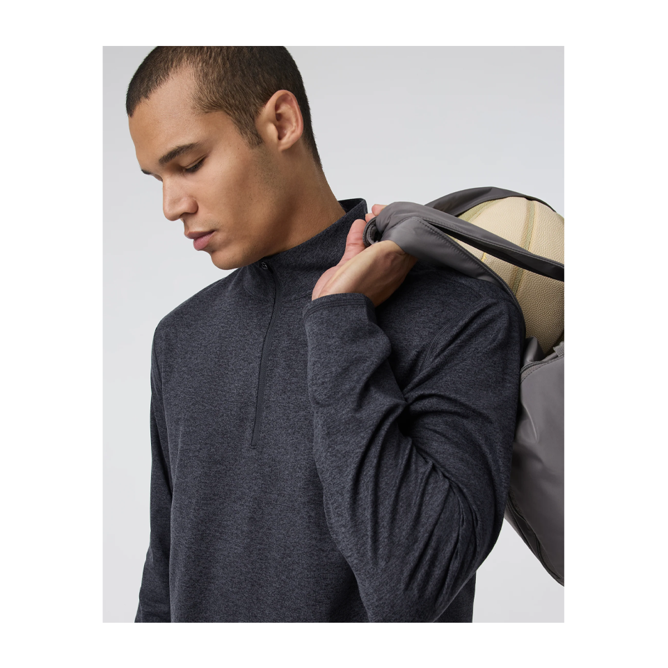 Vuori Ponto Half Zip Mock Neck Charcoal Heather