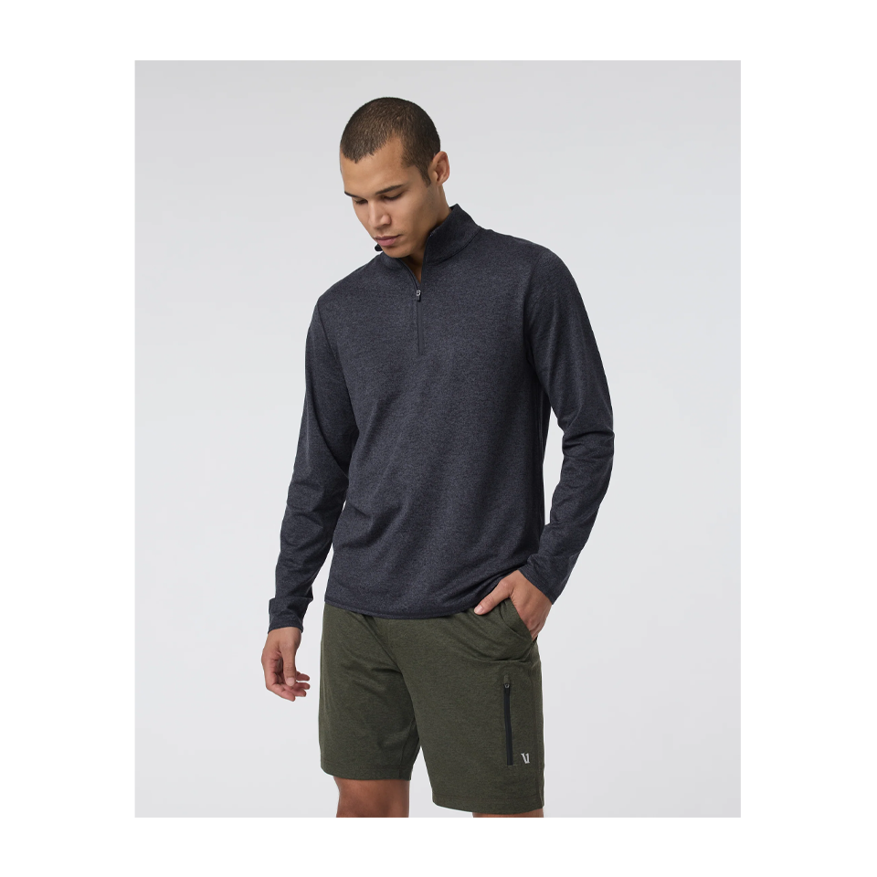 Vuori Ponto Half Zip Mock Neck Charcoal Heather