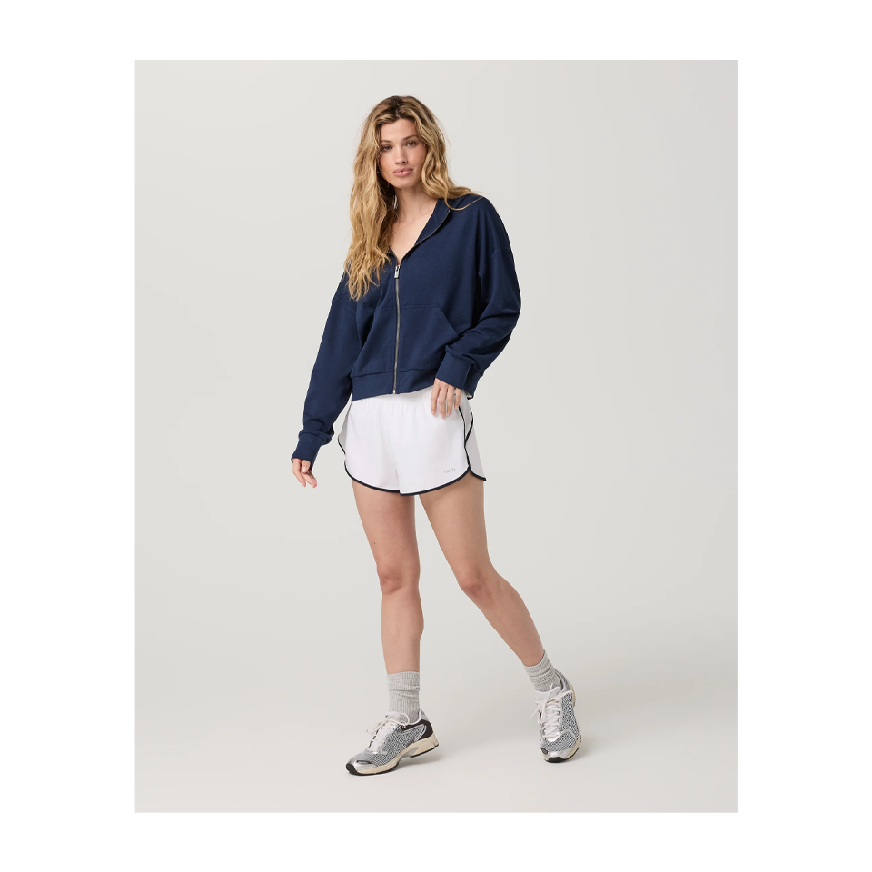 Vuori Women's Halo Modern Full Zip Hoodie Blue Coast Heather