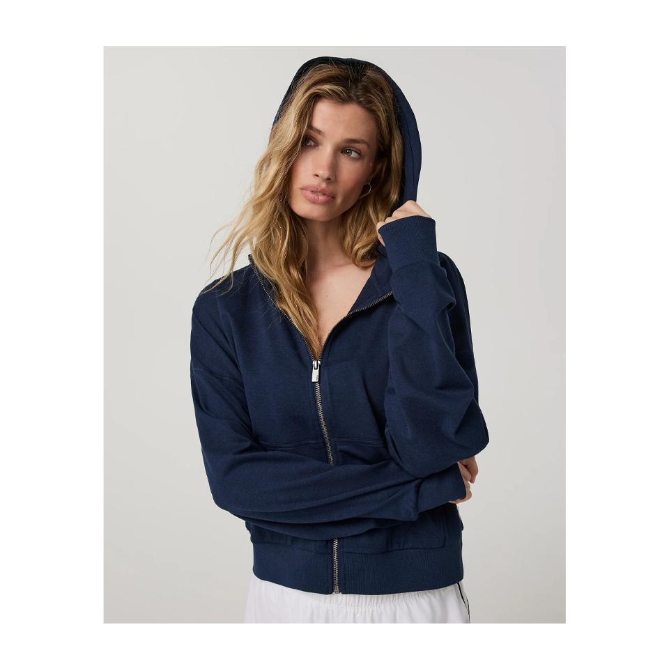 Vuori Women's Halo Modern Full Zip Hoodie Blue Coast Heather