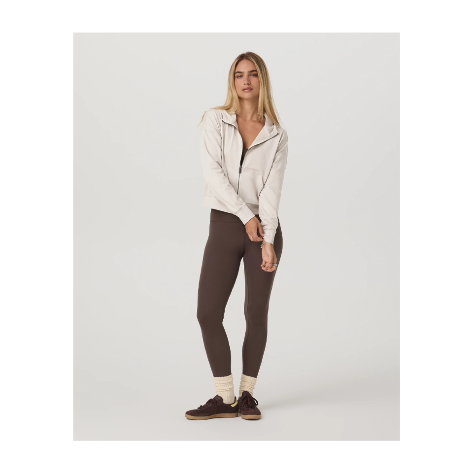 Vuori Women's Halo Modern Full Zip Hoodie Ecru Heather