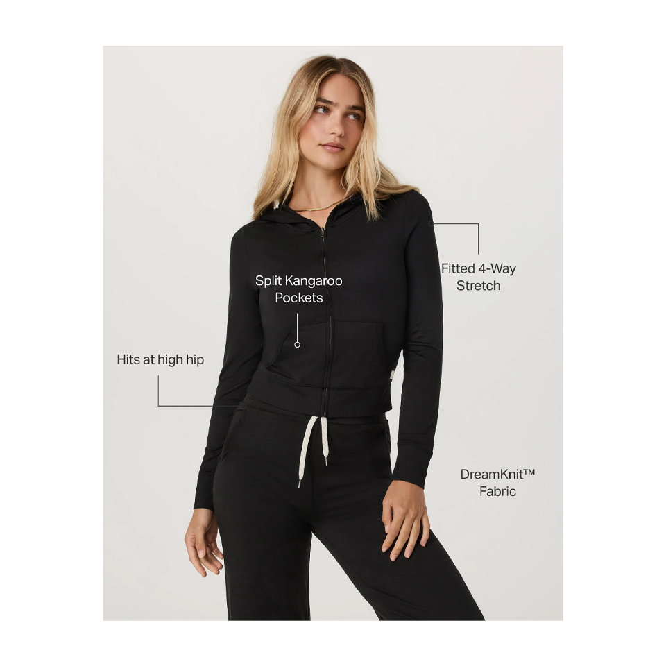 Vuori Women's Halo Mini Full Zip Hoodie Black Heather